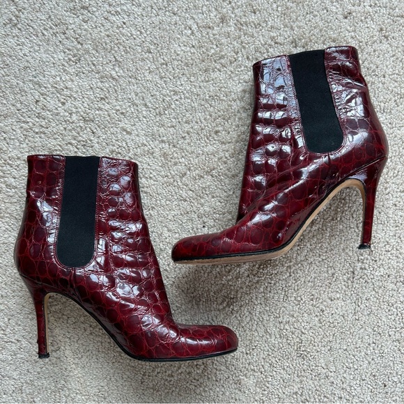 kate spade Shoes - Kate Spade Katrina Burgundy Crocodile Alligator Boots
